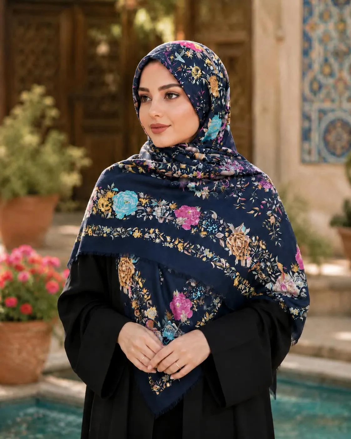 روسری باغ پرستو جنس مودال وارداتی  قواره ۱۳۵